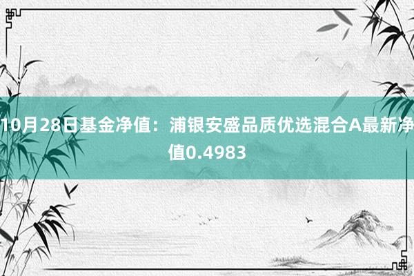 10月28日基金净值：浦银安盛品质优选混合A最新净值0.4983