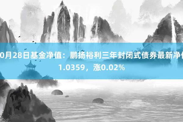 10月28日基金净值：鹏扬裕利三年封闭式债券最新净值1.0359，涨0.02%