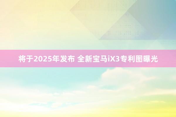 将于2025年发布 全新宝马iX3专利图曝光