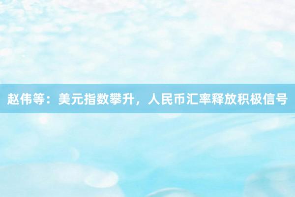 赵伟等：美元指数攀升，人民币汇率释放积极信号