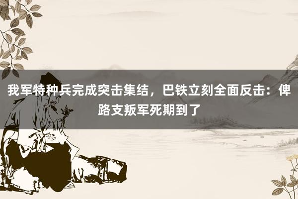 我军特种兵完成突击集结，巴铁立刻全面反击：俾路支叛军死期到了