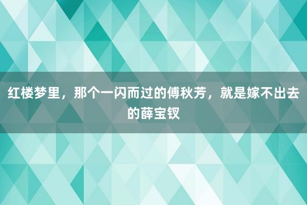 红楼梦里，那个一闪而过的傅秋芳，就是嫁不出去的薛宝钗