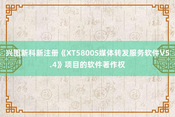 兴图新科新注册《XT5800S媒体转发服务软件V5.4》项目的软件著作权