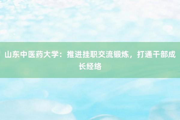 山东中医药大学：推进挂职交流锻炼，打通干部成长经络