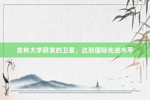 吉林大学研发的卫星，达到国际先进水平